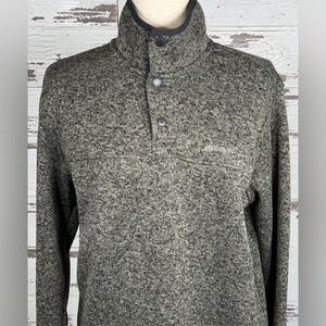 EDDIE BAUER Mens Medium 1/4 Snap Radiator Fleece Pullover Gray Warm Fall EUC